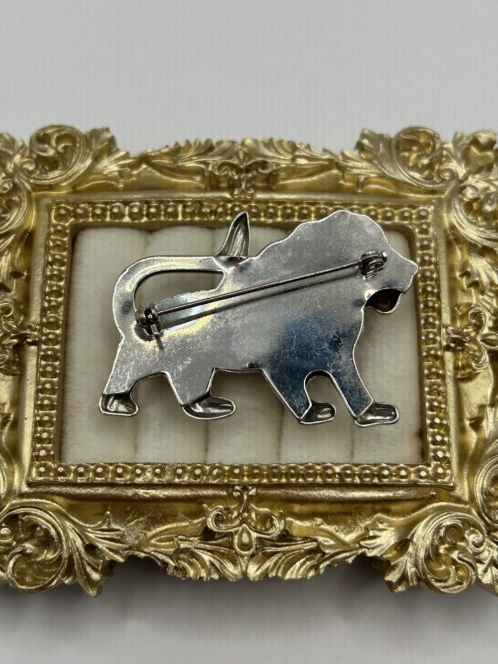 Vintage Silver Tone Lion Brooch Pin Bold Statement Animal Jewelry Figurative - Picture 7 of 10